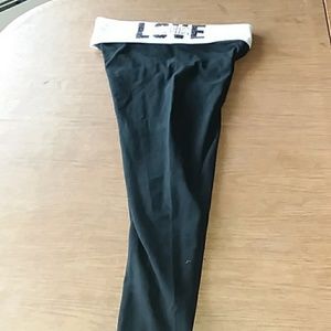 Pink cotton yoga fold over leggings.